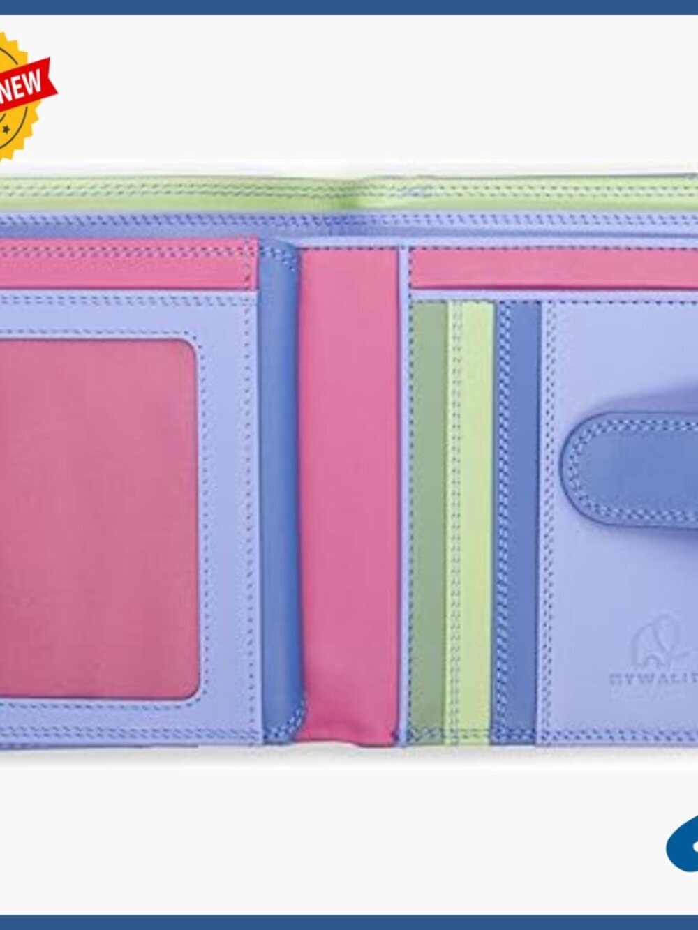 Medium Snap Leather Wallet with 9 Card Slots, ID Window, Zip Coin Pocket